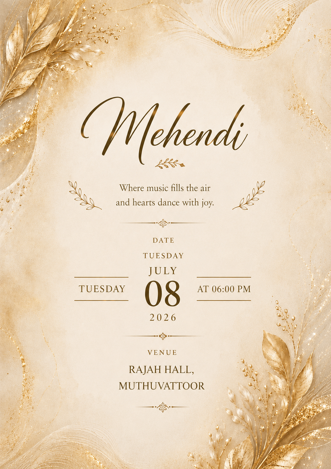 Mehendi invitation card