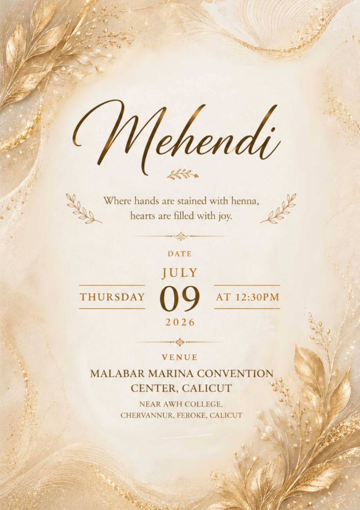 Mehendi invitation card